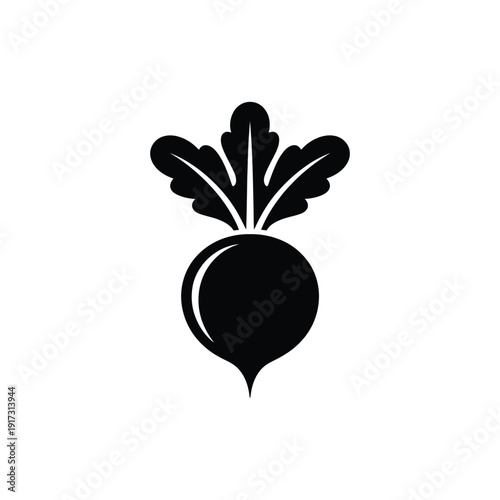 Black silhouette of a beetroot with leaves vegetable 2