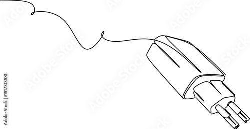 Continuous line drawing of power plug