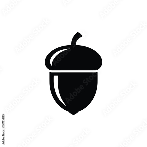 Black silhouette of an acorn with cap