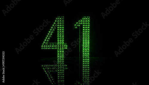 Wallpaper Mural Illuminated digital numbers forty-one are seen, crafted from numerous green glowing points against a stark black backdrop Torontodigital.ca