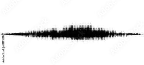 Black abstract sound wave element. Dotted music equalizer shape design. Audio radio signal visualization concept. Digital voice assistant line pattern. Song track sample player. Vector