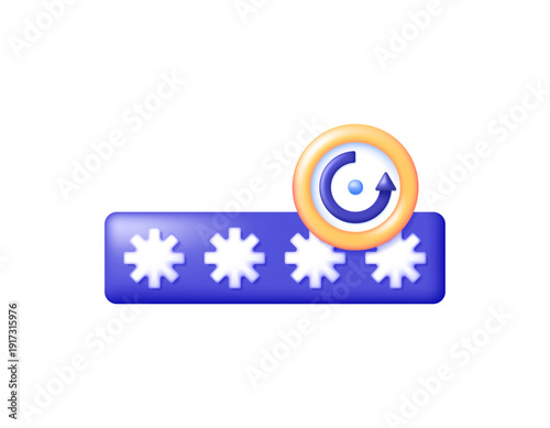 Password history concept. Password reset. Security data or information that has been created. Illustration of an asterisk or password symbol with a refresh or reload arrow. 3D style vector. Icon