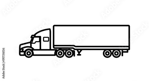 Outline of a semi truck and trailer for transportation.