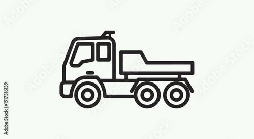 Outline illustration of a dump truck vehicle.