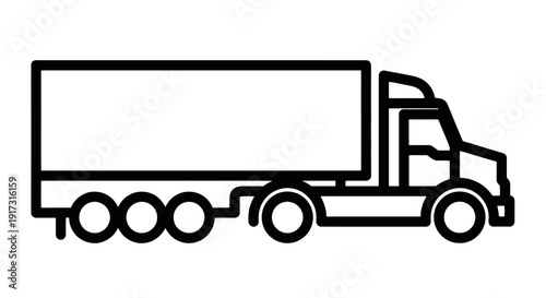 Outline of a modern semi truck with trailer icon.