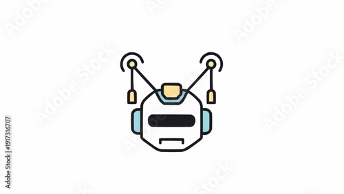 Robot Head with Antennae and Ears.