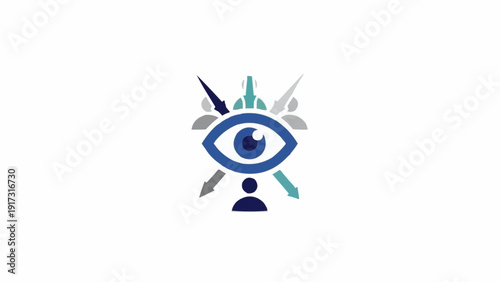 Blue eye with colorful brush strokes.