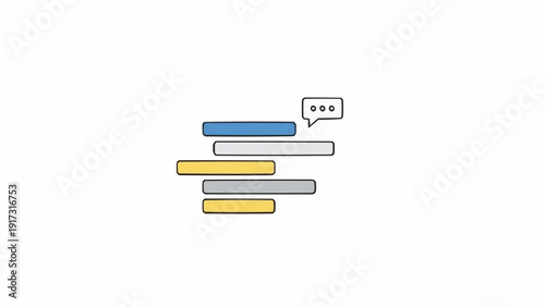 Colorful horizontal bars with speech bubble.