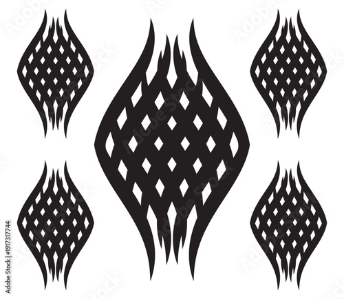 Black Tribal Flame Ornament Seamless Pattern