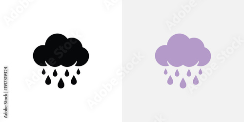 Rain cloud in black and purple raindrop precipitation