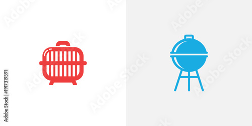 Red and blue grill barbecue cooking
