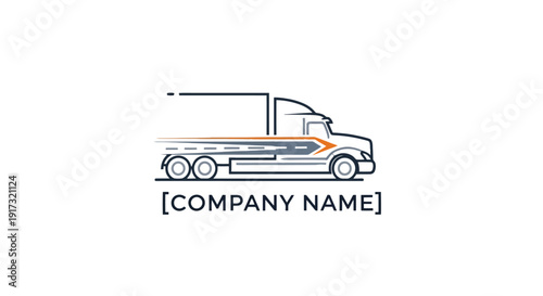 Modern Semi Truck Logo Design with Arrow Element.