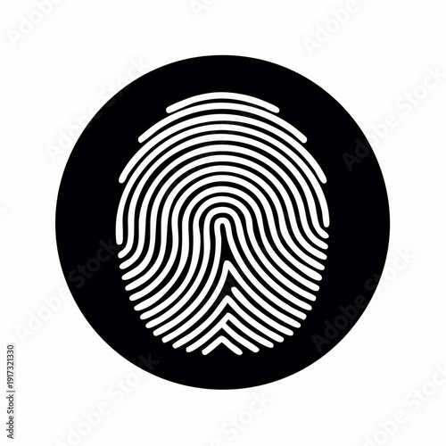 Fingerprint icon. Simple vector illustration on black and white background