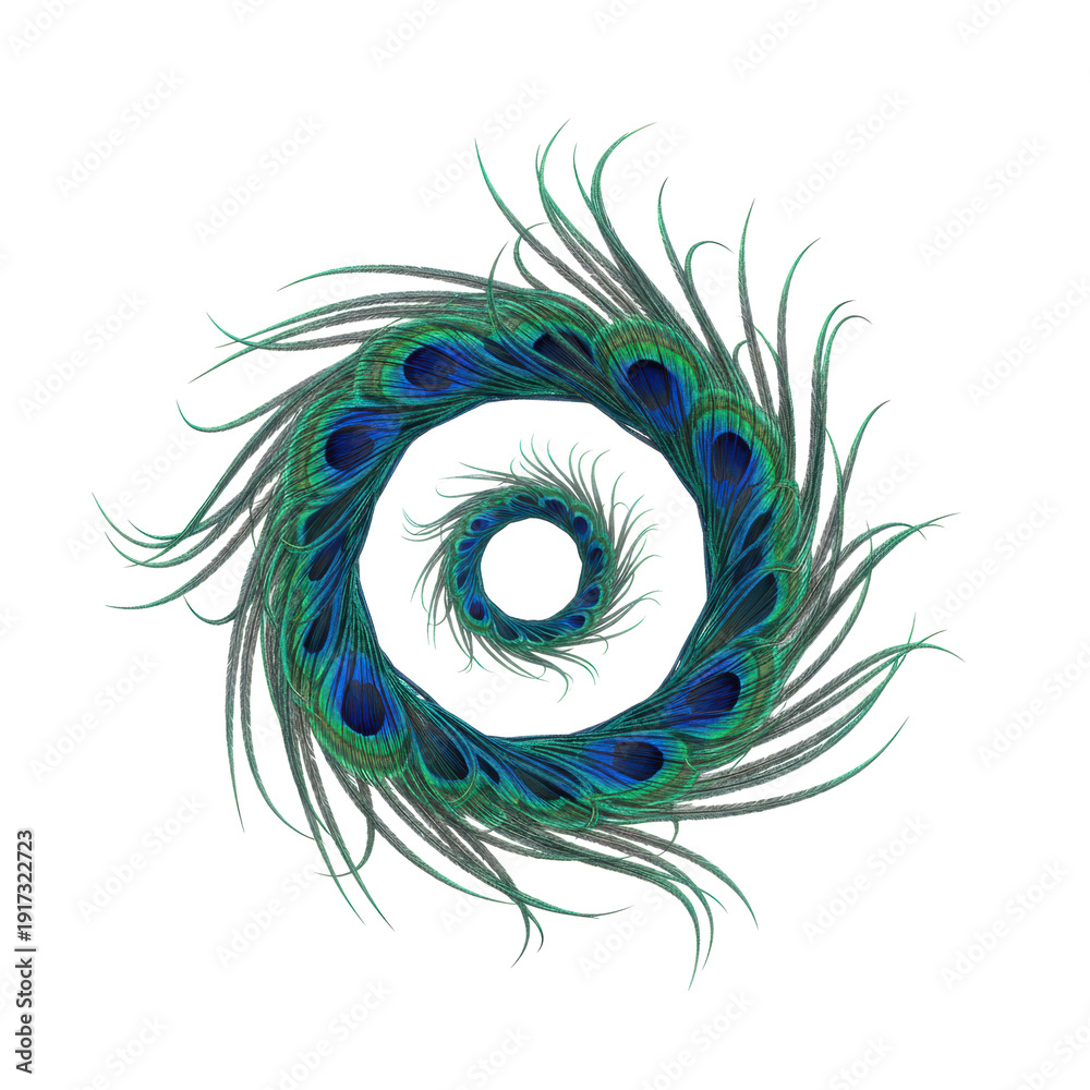 Obraz premium Peacock Feather Spiral Artistic Design Element