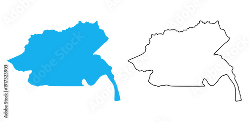 map of Guainia is a Department of Colombia. Map with detailed outlines and blue silhouettes