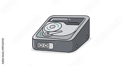 Stylized illustration of an external hard drive for data storage and backup
