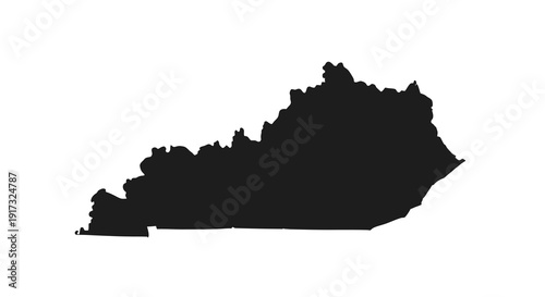 Stylized Kentucky state silhouette in stark monochrome offering a simplified representation