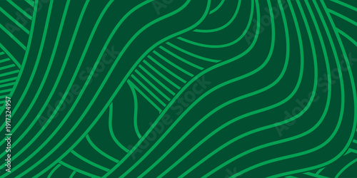 farm green banner, organic abstract background with fields. wavy green lines, natural organic products. ecology background. striped farmer green Pattern