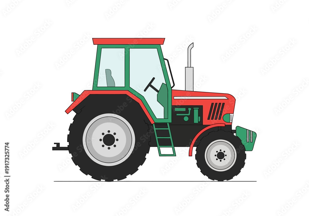 Obraz premium Tractor illustration viewed from the side on a plain background