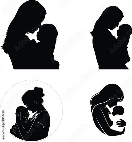 Heartwarming mother day silhouettes of love and bonding