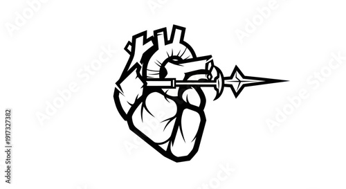Heart symbol pierced by a spear