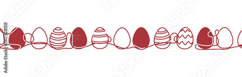 Uninterrupted Easter egg designs. A continuous vector border pattern featuring eggs suitable for Easter Day and various other designs. Vector artwork.