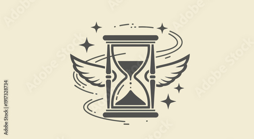 Hourglass with wings and stars