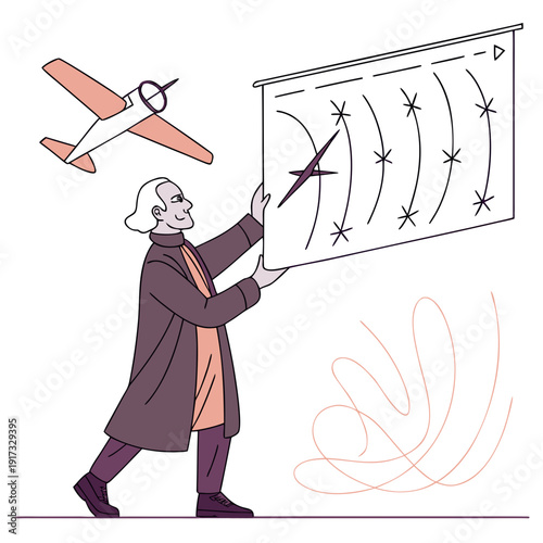 Of Benjamin Franklin holding a chart with a compass and stars
