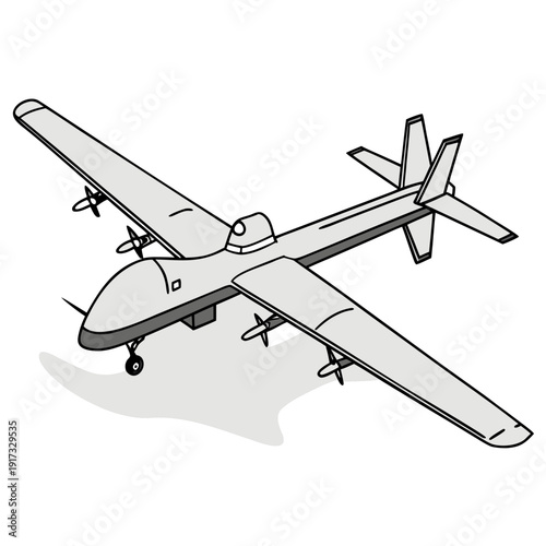 Gray military drone with propellers and landing gear