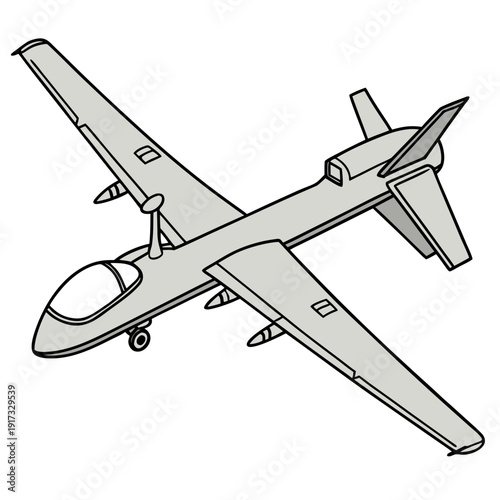 Gray military drone with missiles airplane aircraft