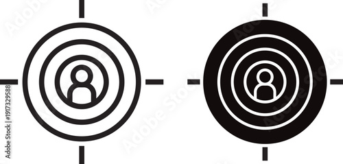 Target customer multiple style icon set, buyer persona and audience symbols, professional vector illustration