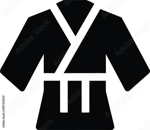 kimono style wrap coat silhouette vector illustration on transparent background