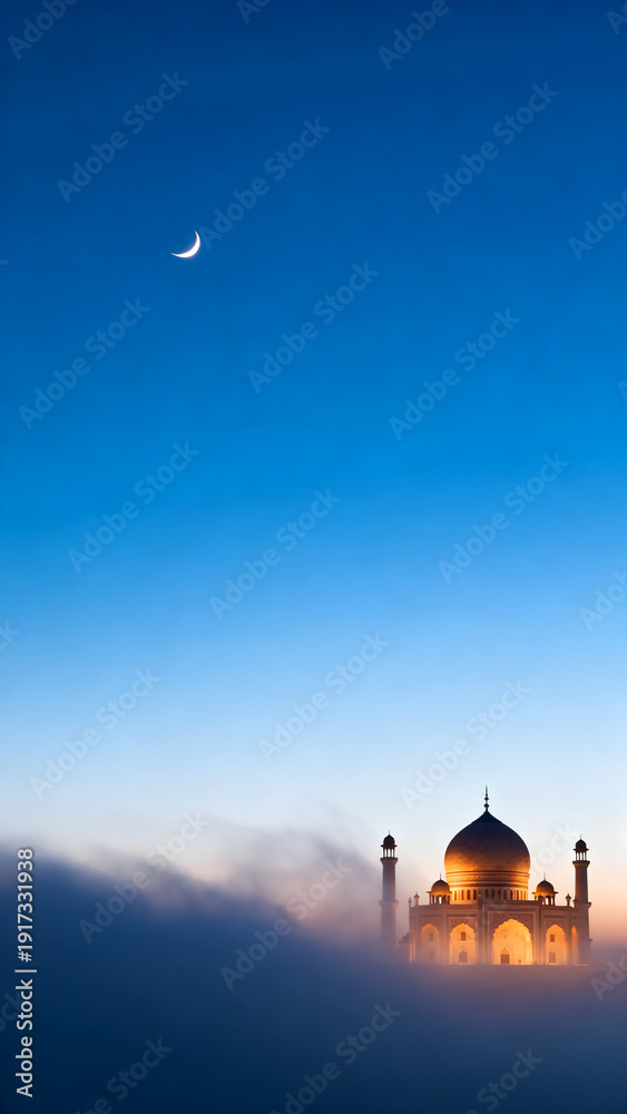 Obraz premium Traditional Islamic Lantern Glowing In Dark Night