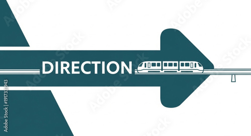 Train moving forward on arrow indicating direction.