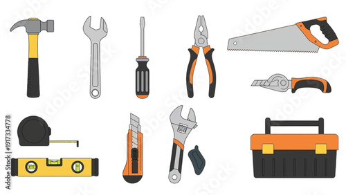 Assorted Hand Tools and Toolbox.