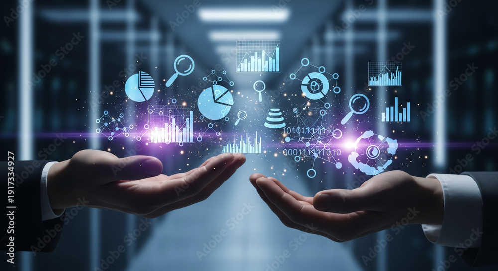 Fototapeta premium Futuristic Digital Data Transfer and Technology Concept Illustration.