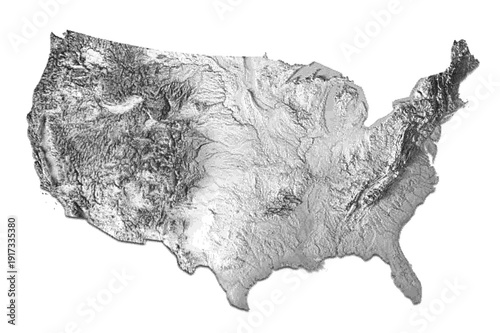 Halftone United States Map With Terrain Detail and Dot Pattern Texture