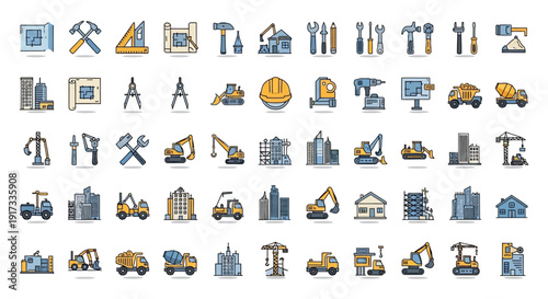 Construction and Engineering Equipment Icon Collection