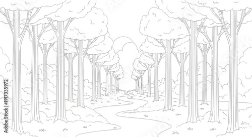 Forest Trees Landscape Illustration.