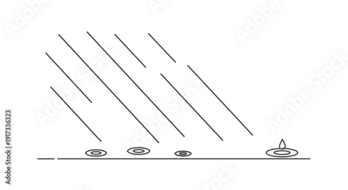 Rain Falling on Puddles Ground.