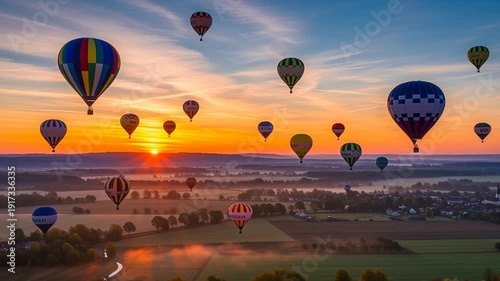 hot air balloon in sunset