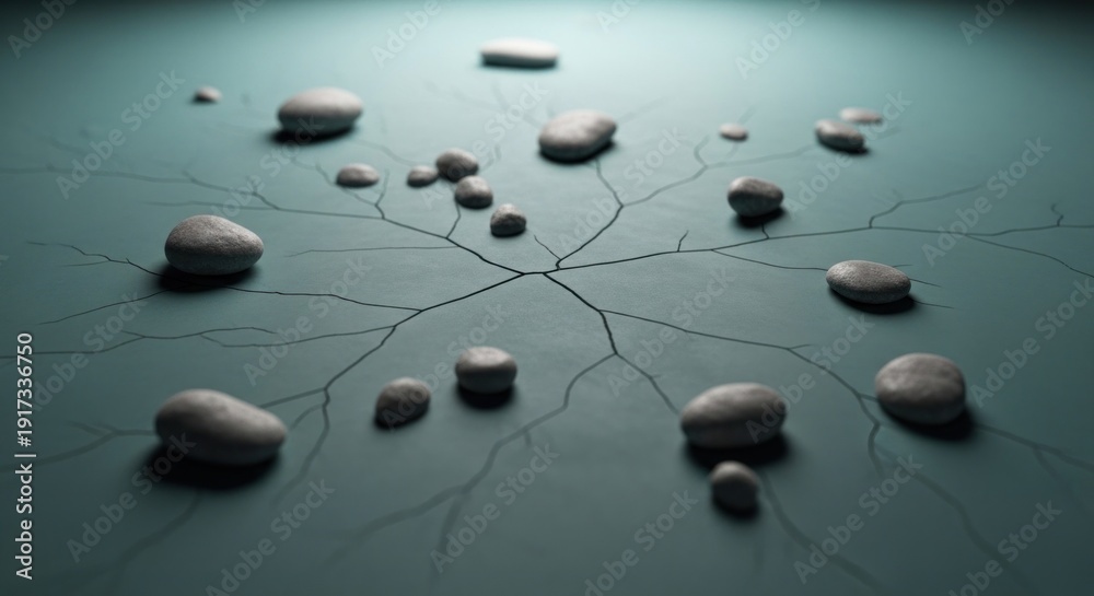 custom made wallpaper toronto digitalAbstract composition of pebbles on a textured surface with branching veins