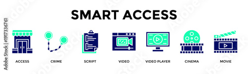 Smart Access Banner Web Icon Vector Illustration Concept For Integrate Media Control And Security For Safe Digital Access