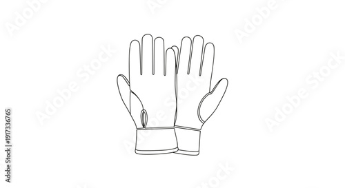 Simple Line Drawing of Gloves.