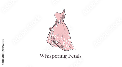 Pink Silk Dress with Roses and Leaves Elegant Design