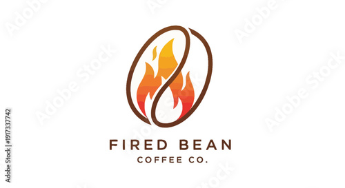 Hot coffee bean logo with flames and text 'FIRED BEAN COFFEE CO.'