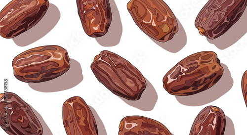Dried dates fruit pattern isolated on white background healthy sweet snack