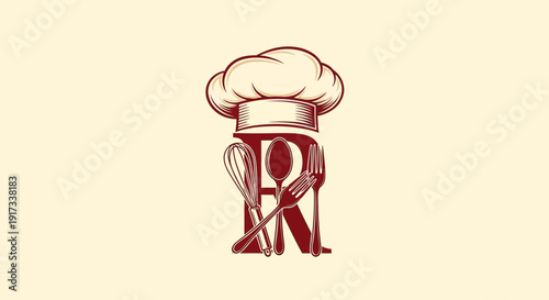 Chef's Hat and Utensils form Letter R Logo - Culinary Brand Identity