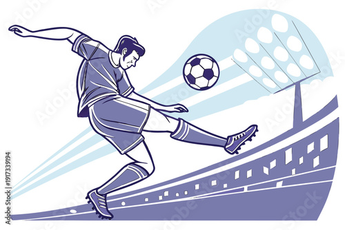 Dynamic action vector illustration of football players competing on field illustration.