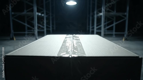 Rows of Illuminated Server Racks in Dark Data Center with Cooling Systems